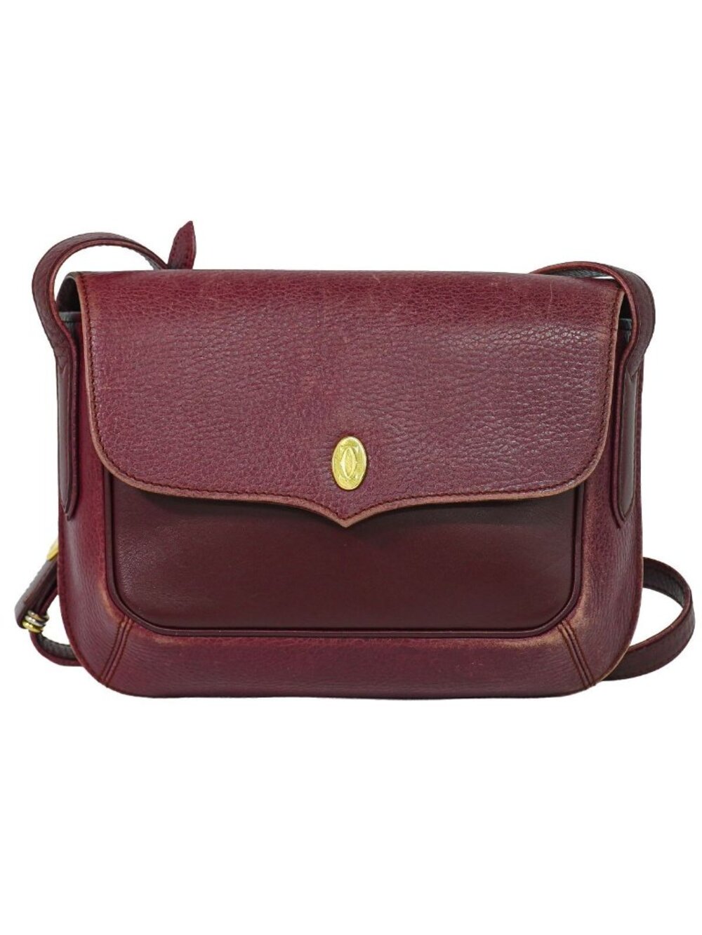 Cartier Must Line Shoulder Bag Pochette Leather Bordeaux
